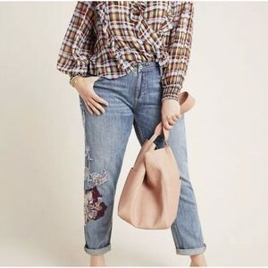 NWT Anthro Pilcro Slim Embroidered Boyfriend Jeans